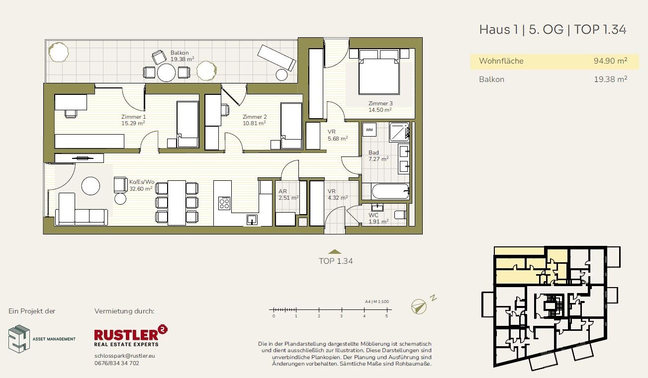 Wohnung zur Miete 997 € 4 Zimmer 94,9 m²<br/>Wohnfläche 01.09.2025<br/>Verfügbarkeit Straßgang Graz 8054