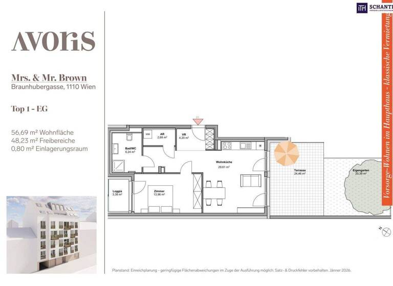 Wohnung zum Kauf - Erstbezug provisionsfrei 319.000 € 2 Zimmer 56,7 m² EG Braunhubergasse Wien 1110