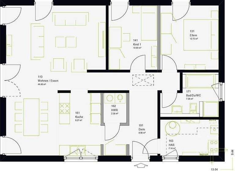 Bungalow zum Kauf provisionsfrei 311.048 € 3 Zimmer 102 m² 549 m² Grundstück Geroldshausen 97256