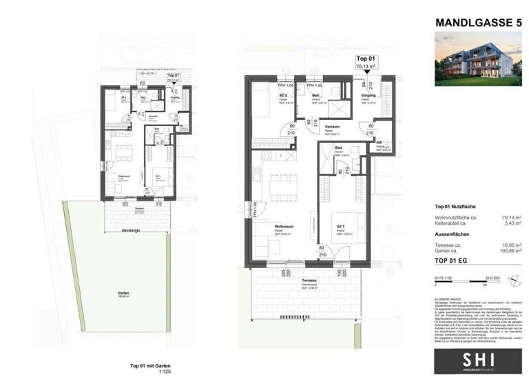 Wohnung zum Kauf - Erstbezug 769.000 € 3 Zimmer 70,1 m² EG Mandlgasse Aigen I Salzburg 5026