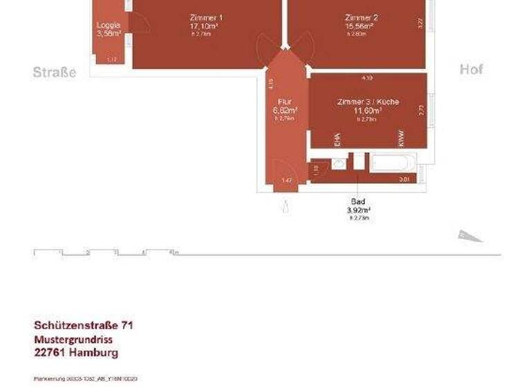 Wohnung zur Miete 1.075 € 3 Zimmer 53,8 m² frei ab sofort Schützenstr. 71 Bahrenfeld Hamburg 22761