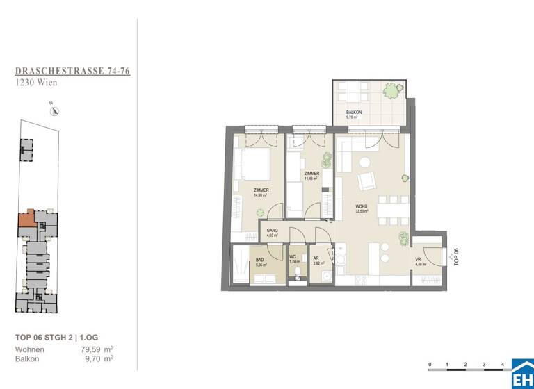 Wohnung zum Kauf - Erstbezug 529.000 € 3 Zimmer 79,5 m² 1. Geschoss Draschestraße Wien 1230