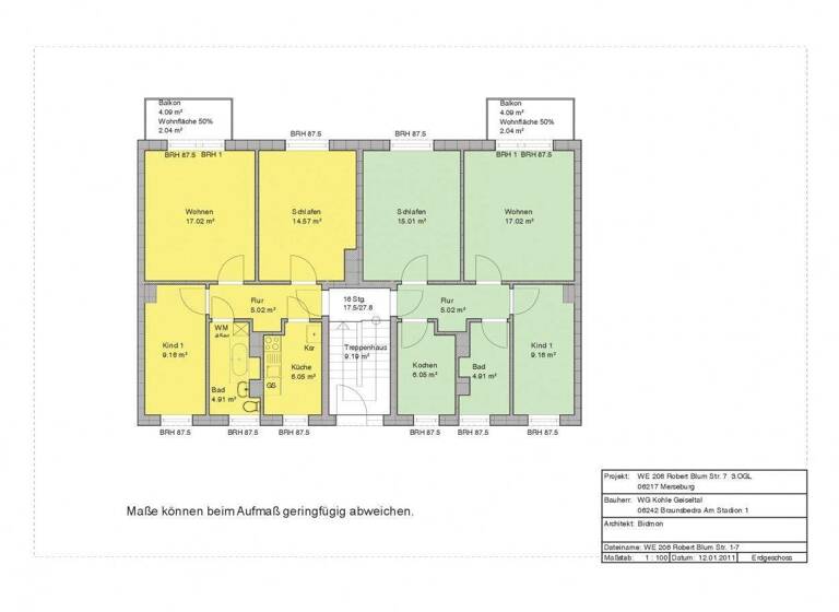 Wohnung zur Miete 345 € 3 Zimmer 59,5 m² 3. Geschoss Robert-Blum Str. 7 Merseburg 06217