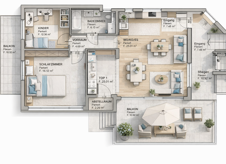 Terrassenwohnung zum Kauf 435.000 € 3 Zimmer 74,7 m² frei ab 31.10.2026 Plainfeld 5325
