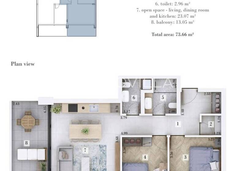 Wohnung zum Kauf 290.500 € 2 Zimmer 73 m² 1. Geschoss Sosici Kanfanar