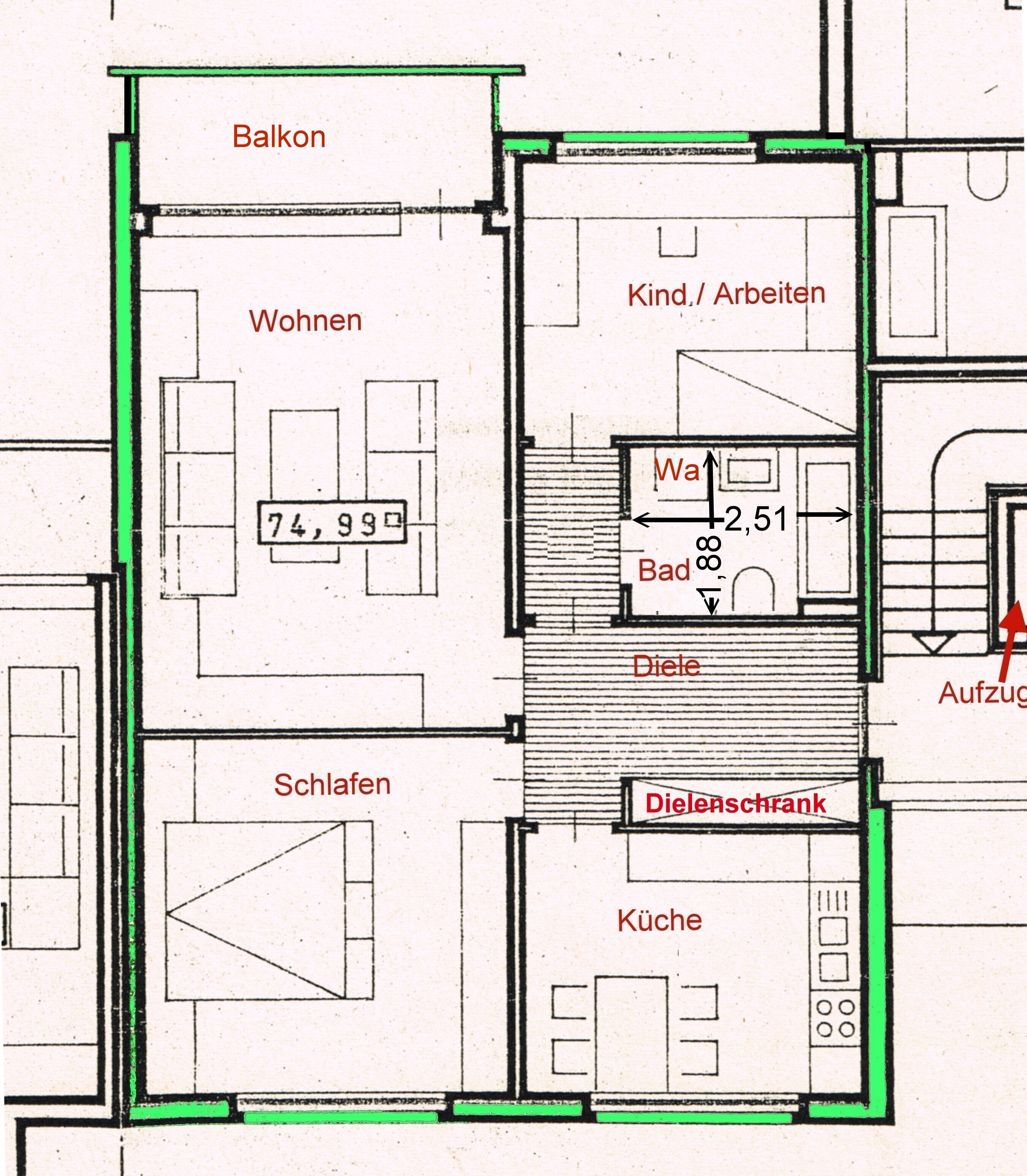 Wohnung zur Miete 590 € 3 Zimmer 75 m²<br/>Wohnfläche 4.<br/>Geschoss 01.03.2025<br/>Verfügbarkeit Große Straße Stadt Ibbenbüren 49477