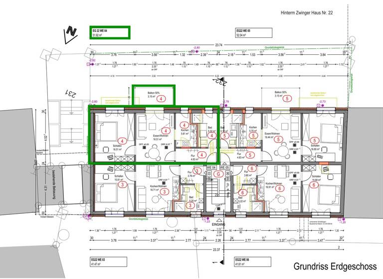Wohnung zum Kauf - Erstbezug provisionsfrei als Kapitalanlage geeignet 212.300 € 2 Zimmer 51,9 m² Hinterm Zwinger 22 Weiden Weiden in der Oberpfalz 92637