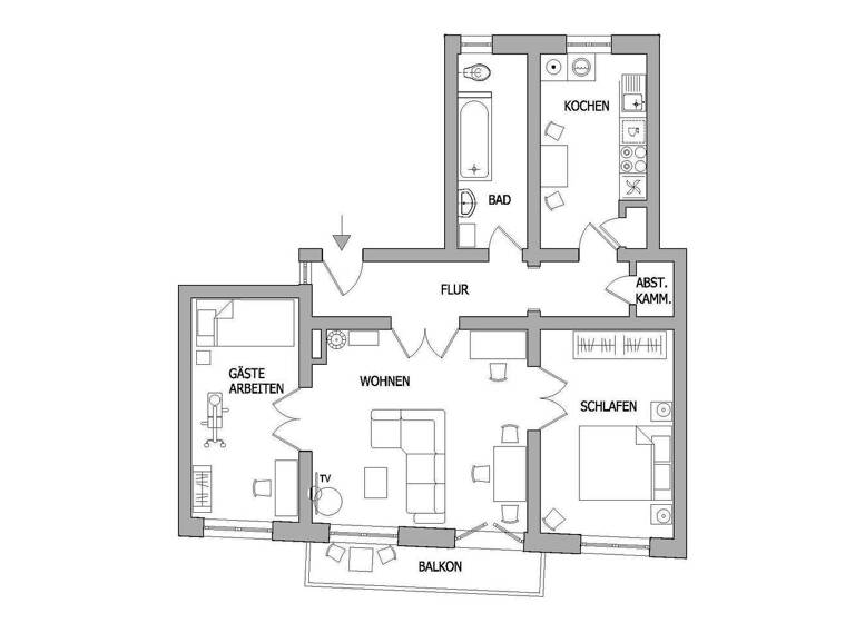 Wohnung zur Miete 2.200 € 3 Zimmer 70 m² 2. Geschoss Bad Homburg Bad Homburg vor der Höhe 61348