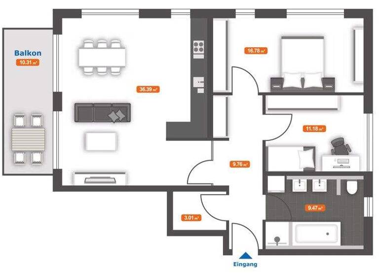 Wohnung zur Miete - Erstbezug 1.092 € 3 Zimmer 91 m² frei ab sofort Straubing 94315