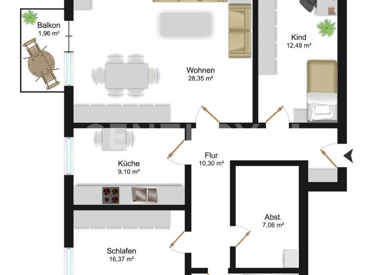 Wohnung zum Kauf 249.000 € 3 Zimmer 94 m² 1. Geschoss Griethausen Kleve - Griethausen 47533