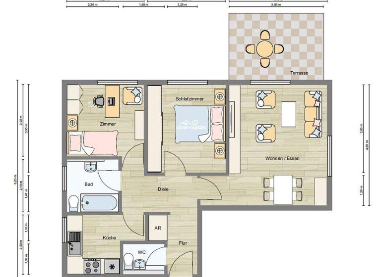 Wohnung zur Miete 850 € 3 Zimmer 68 m² EG Meckesheim 74909