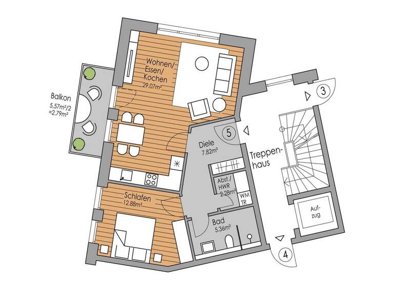 Wohnung zum Kauf 212.000 € 2 Zimmer 60,2 m² 2. Geschoss Kirchweyhe Weyhe 28844