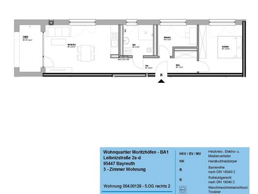 Wohnung zur Miete - Erstbezug 427 € 3 Zimmer 60,2 m² Geschoss EG/5 frei ab sofort Leibnizstraße 2 Altstadt Bayreuth 95447