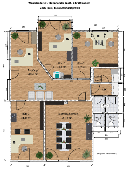 Bürogebäude zur Miete provisionsfrei 605 € 4 Zimmer 121,1 m²<br/>Bürofläche Bahnhofstr. 31 Döbeln Döbeln 04720