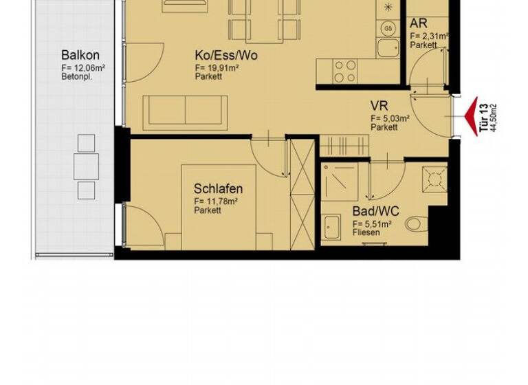 Wohnung zur Miete 751 € 2 Zimmer 1. Geschoss frei ab 01.07.2026 Am langen Felde Wien 1220