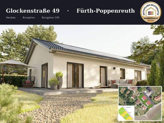 Bungalow zum Kauf provisionsfrei 977.220 € 4 Zimmer 110 m² 657 m² Grundstück Glockenstraße 49 Poppenreuth Fürth 90765