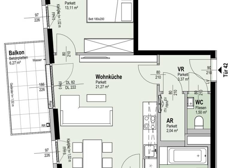 Terrassenwohnung zum Kauf - Erstbezug 496.100 € 3 Zimmer 63,1 m² 4. Geschoss Fahrbachgasse 6 Wien 1210
