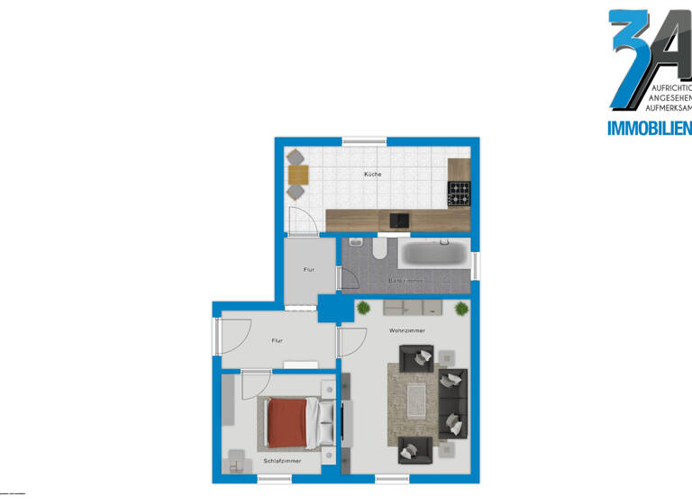 Wohnung zur Miete 440 € 2 Zimmer 48 m² 1. Geschoss An der Witschke 5 Seeben Halle / Seeben 06118
