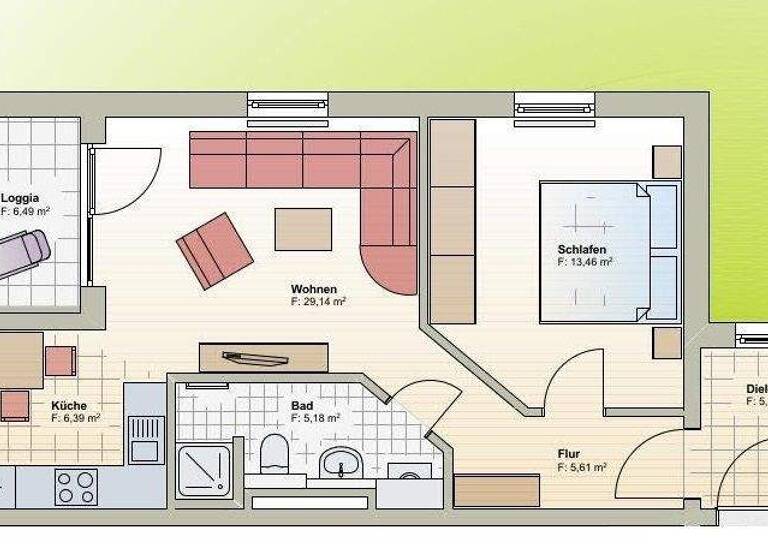Wohnung zur Miete 495 € 2 Zimmer 55 m² EG frei ab 01.03.2026 Windsbacher Str. 32 Neuendettelsau 91564
