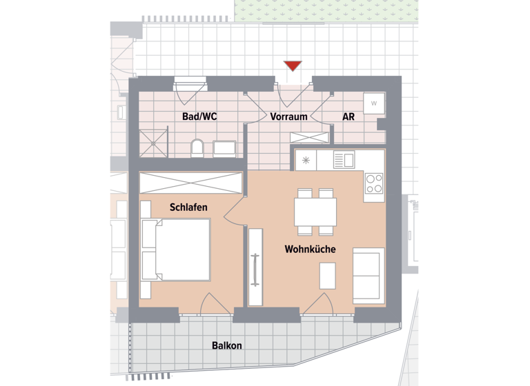 Wohnung zum Kauf 228.600 € 2 Zimmer 42,1 m² 1. Geschoss Corneliusweg Gösting Graz,13.Bez.:Gösting 8051