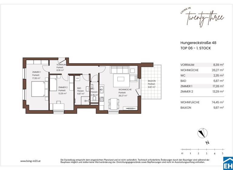 Wohnung zum Kauf - Erstbezug 409.479 € 3 Zimmer 74,5 m² 1. Geschoss Hungereckstraße Wien 1230