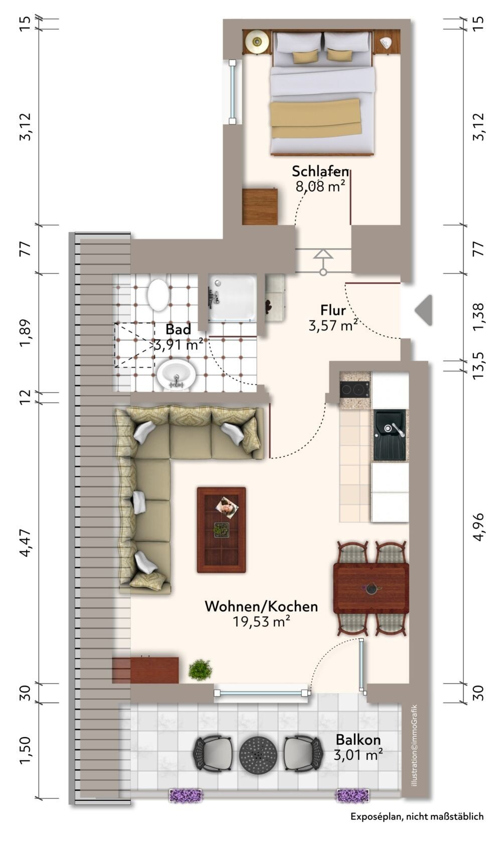 Wohnung zum Kauf 225.000 € 2 Zimmer 44 m²<br/>Wohnfläche Haffkrug Scharbeutz / Haffkrug 23683