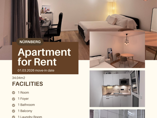 Studio zur Miete 599 € 1 Zimmer 34 m² Geschoss 2/6 frei ab sofort Frankenstraße 2 Gibitzenhof Nürnberg 90443