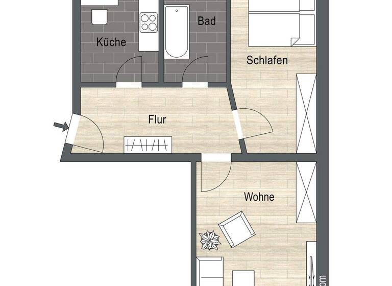 Wohnung zur Miete 749 € 2 Zimmer 55 m² 1. Geschoss Meusdorfer Straße 57 Connewitz Leipzig 04277