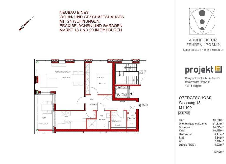 Wohnung zum Kauf - Erstbezug provisionsfrei 354.900 € 3 Zimmer 83 m² 1. Geschoss Emsbüren 48488