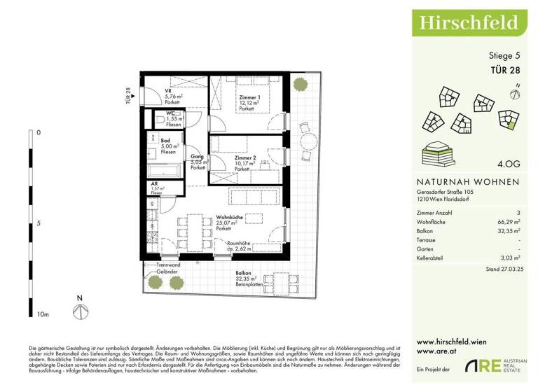 Wohnung zum Kauf - Erstbezug 389.400 € 3 Zimmer 66,2 m² 4. Geschoss Wien 1210