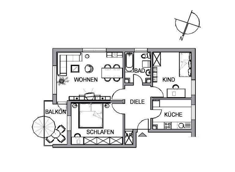 Wohnung zur Miete 386 € 3 Zimmer 66,4 m² 1. Geschoss Forststr. 5 Altena 58762