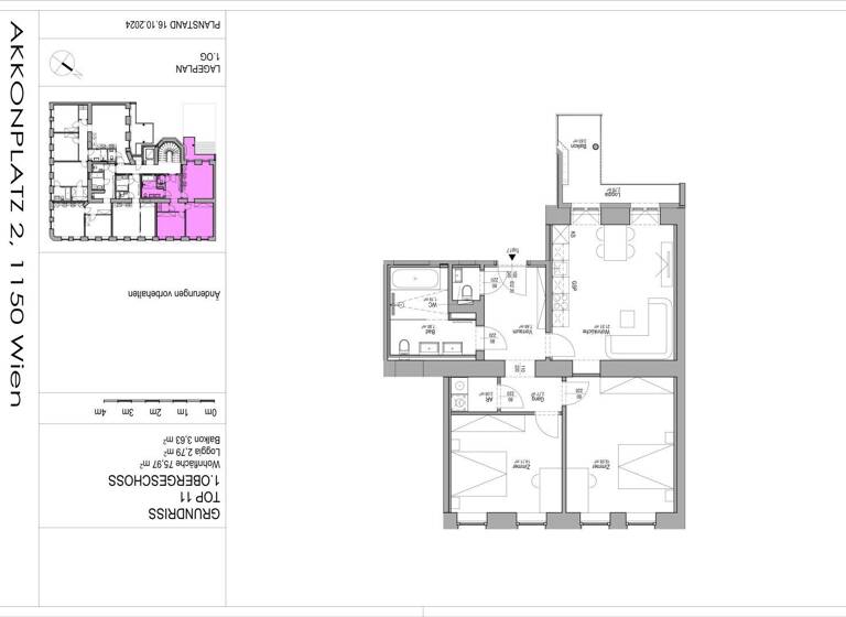 Wohnung zum Kauf - Erstbezug 564.000 € 3 Zimmer 76 m² 1. Geschoss Akkonplatz 2 Wien 1150