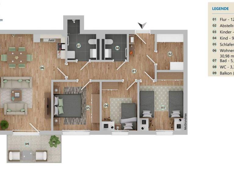 Wohnung zur Miete - Erstbezug nur mit Wohnberechtigungsschein 566 € 4 Zimmer 94,3 m² 1. Geschoss frei ab sofort Zur Steilküste 8 Andershof Stralsund 18439