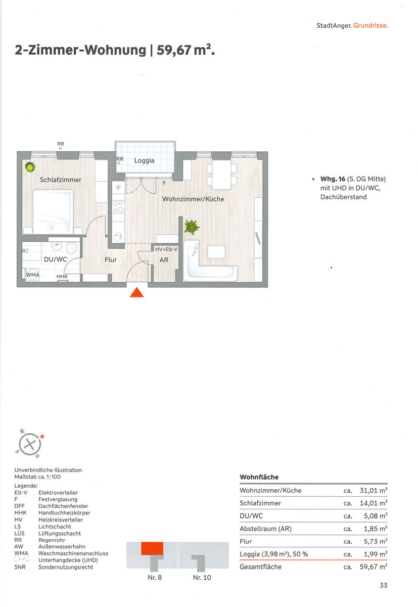 Wohnung zur Miete 835 € 2 Zimmer 59,7 m²<br/>Wohnfläche Wichernstraße 8 Anger-Crottendorf Leipzig 04318