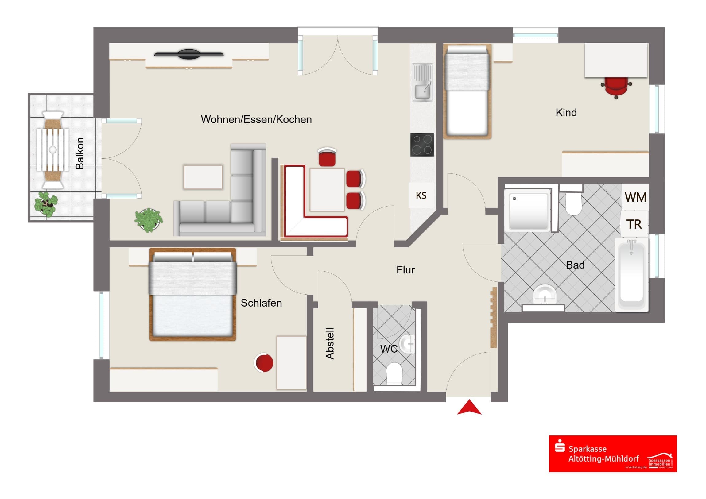 Wohnung zum Kauf 379.000 € 3 Zimmer 90 m²<br/>Wohnfläche Gendorf Burgkirchen 84508