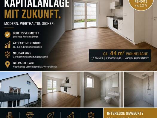 Terrassenwohnung zum Kauf provisionsfrei 234.990 € 1 Zimmer 44 m² Geschoss EG/1 Oberbernbach Aichach 86551