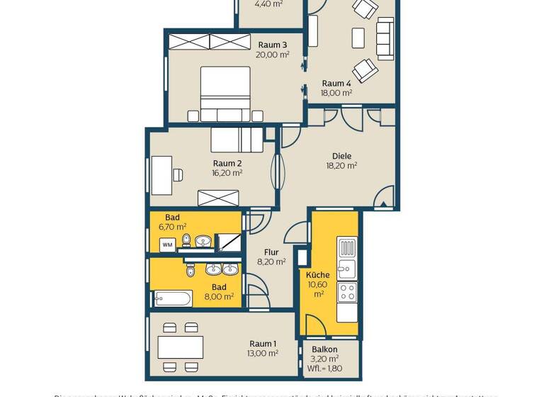 Wohnung zur Miete 1.719 € 4 Zimmer 127,3 m² Geschwister-Scholl-Str. 2 Miltitz Leipzig 04205