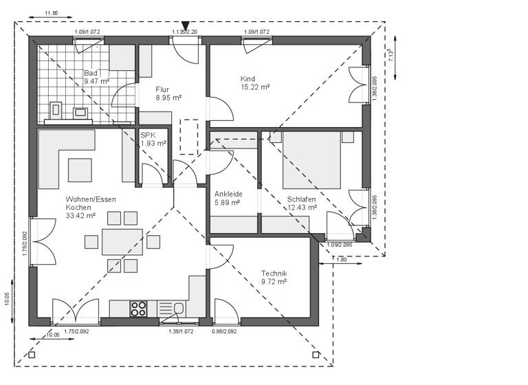 Bungalow zum Kauf provisionsfrei 487.708 € 3 Zimmer 99 m² 702 m² Grundstück Hagen Weyhe 28844