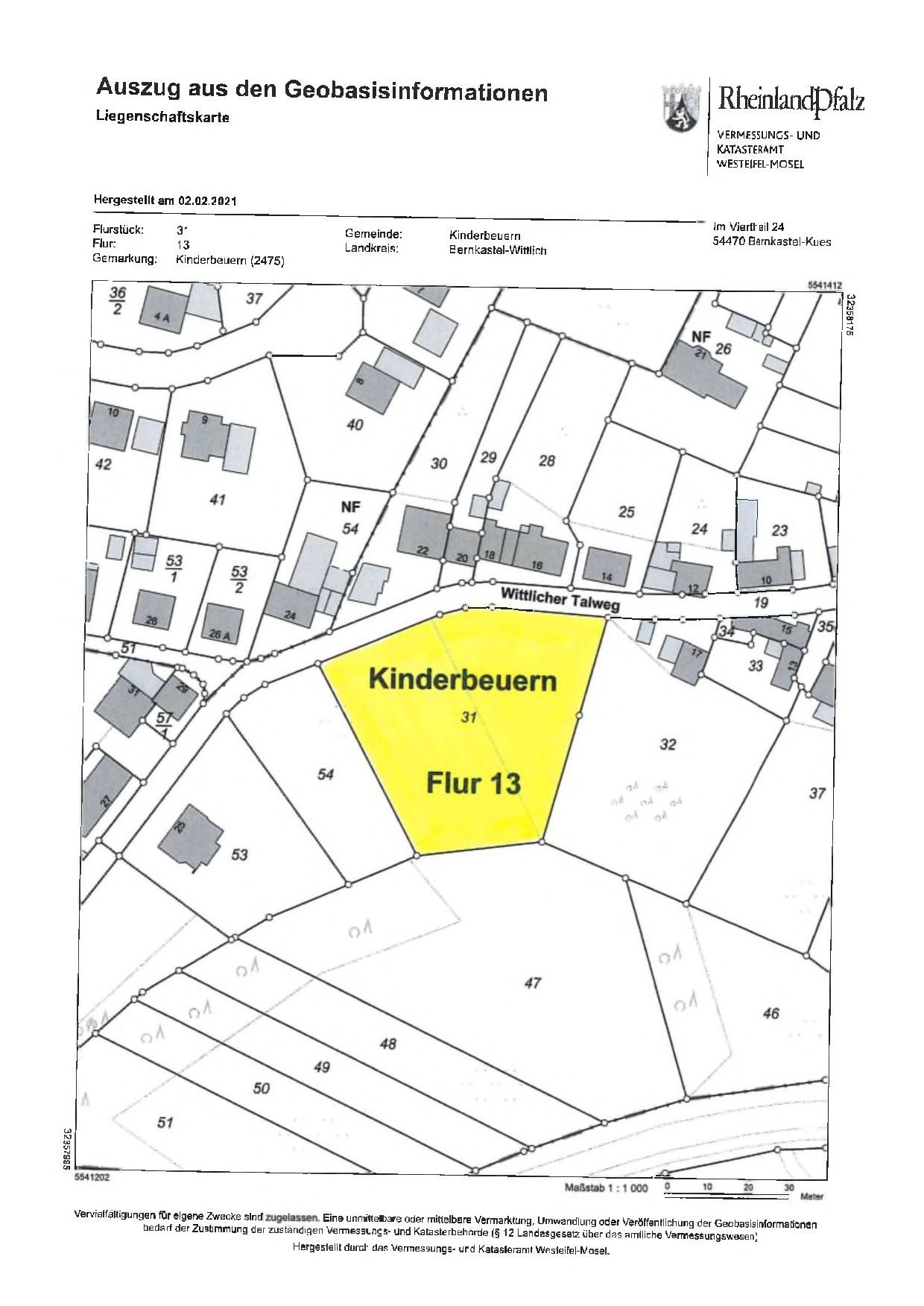 Grundstück zum Kauf provisionsfrei 45.000 € 924 m²<br/>Grundstück Kinderbeuern Kinderbeuern 54538