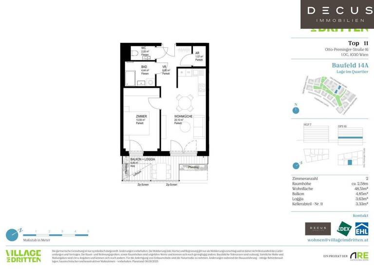 Wohnung zum Kauf - Erstbezug 340.200 € 2 Zimmer 48,5 m² 1. Geschoss Wien 1030