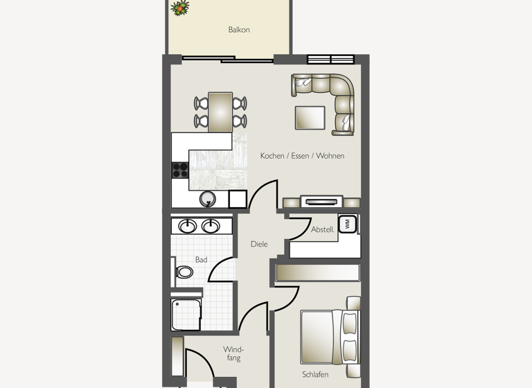 Wohnung zum Kauf - Erstbezug provisionsfrei als Kapitalanlage geeignet 370.224 € 2 Zimmer 68,6 m² Kaiserstrassse 81 Bad Saulgau 88348