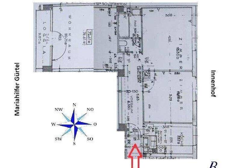 Wohnung zum Kauf 396.000 € 3 Zimmer 72 m² 6. Geschoss Wien 1060