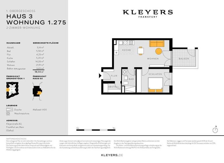 Wohnung zum Kauf - Erstbezug 444.900 € 2 Zimmer 58 m² Gallus Frankfurt am Main 60326
