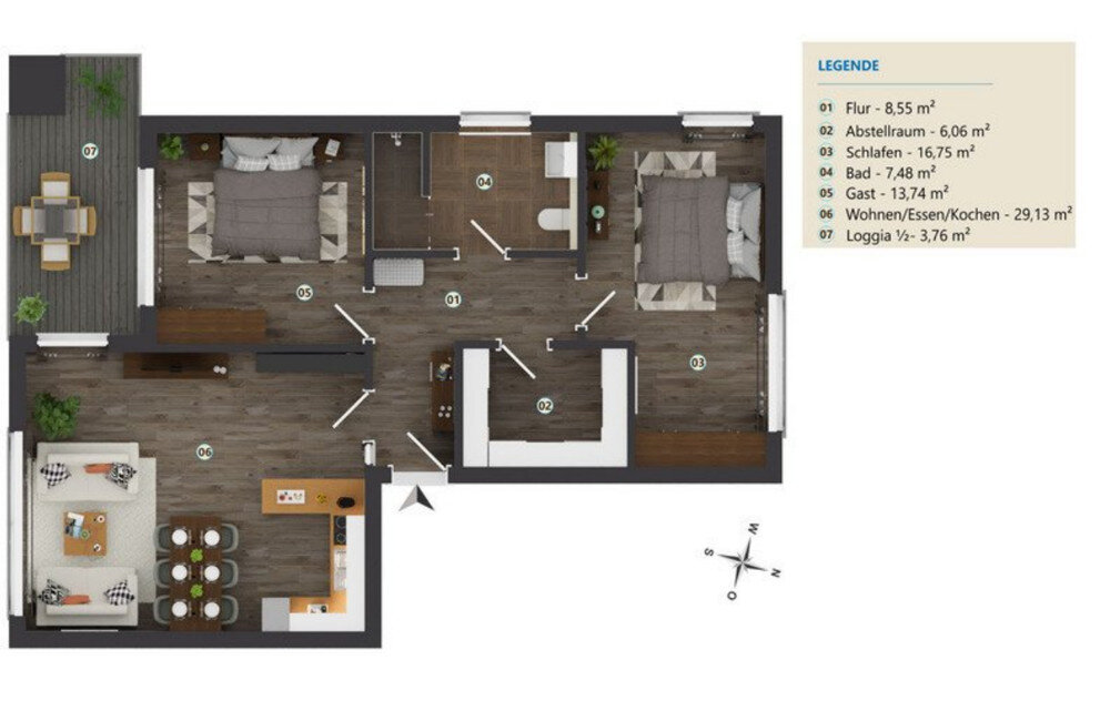 Wohnung zur Miete 940 € 3 Zimmer 85,4 m²<br/>Wohnfläche 1.<br/>Geschoss 01.03.2025<br/>Verfügbarkeit Birkenallee 3 Lembruch 49459