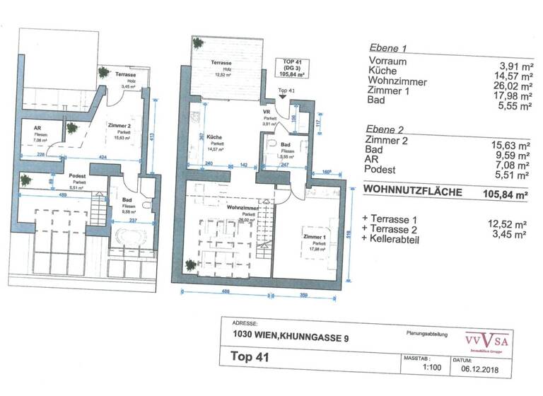 Terrassenwohnung zum Kauf 788.000 € 3 Zimmer 106 m² Khunngasse 9 Wien 1030