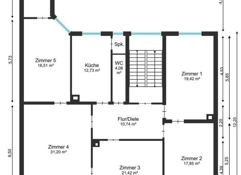 Wohnung zur Miete 1.390 € 5 Zimmer 142 m² 4 Geschosse frei ab sofort Südoststadt Offenburg 77654