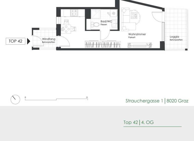 Studio zur Miete 405 € 1 Zimmer 28,7 m² 4. Geschoss Strauchergasse 1 Lend Graz 8020