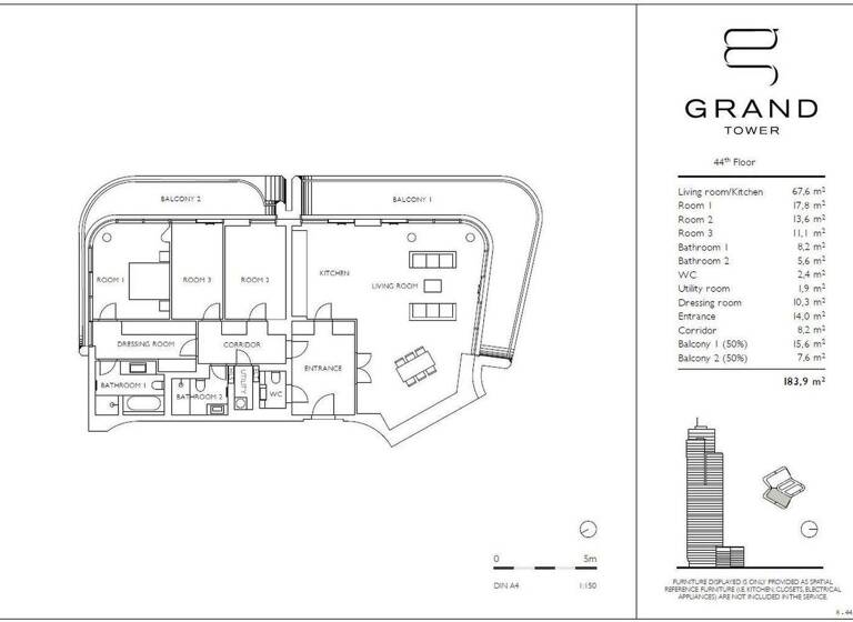 Wohnung zur Miete 5.300 € 4 Zimmer 183,9 m² Europa-Allee 2 Gallus Frankfurt am Main 60327