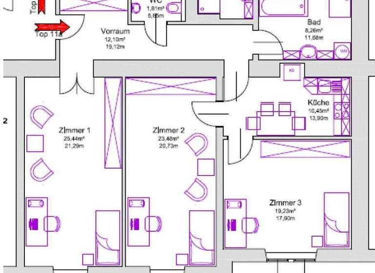 Büro zur Miete 1.034 € 3,5 Zimmer 100 m² Bürofläche Sankt Leonhard Graz,01.Bez.:Innere Stadt 8010