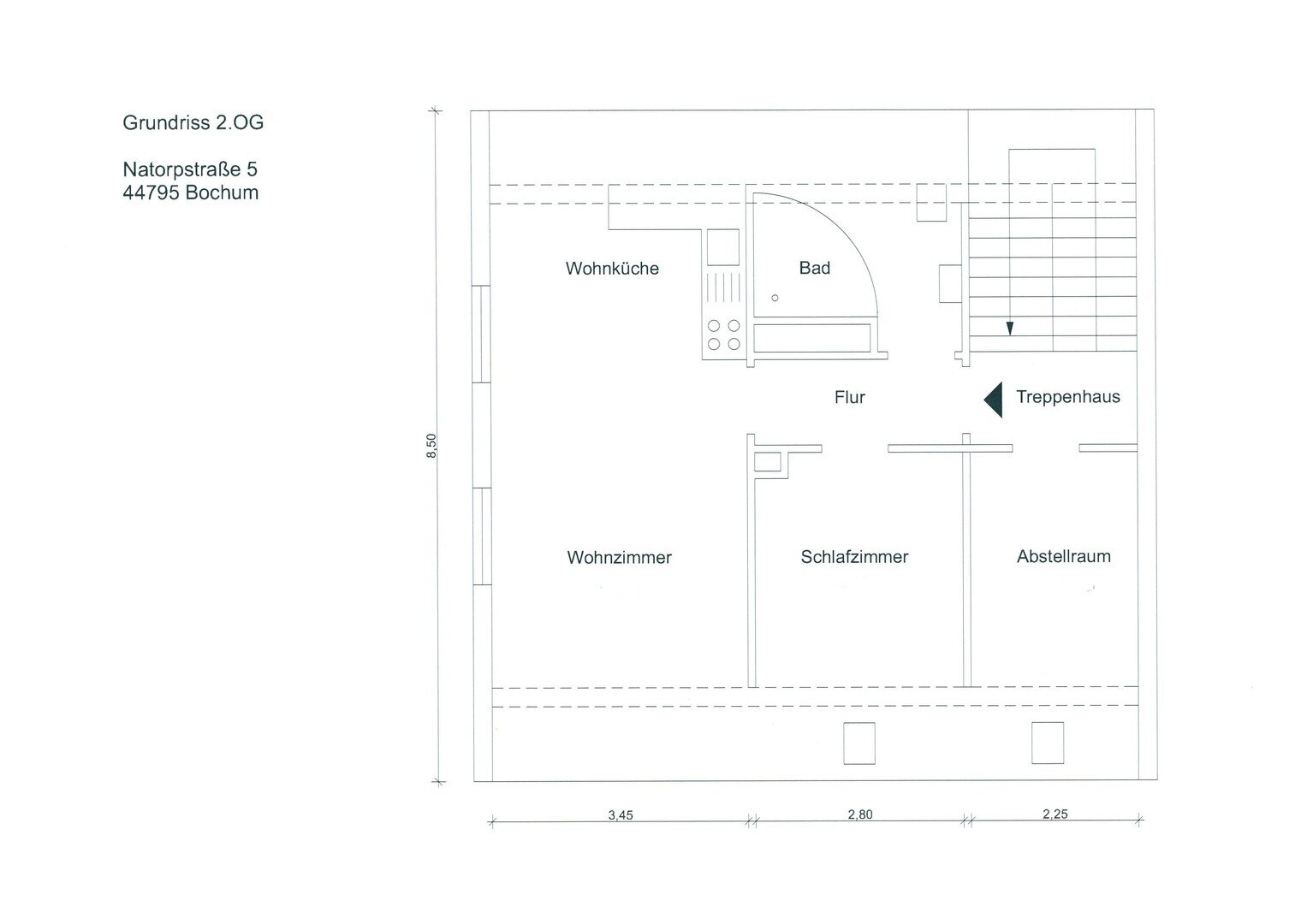 Wohnung zur Miete 470 € 3 Zimmer 47 m²<br/>Wohnfläche 2.<br/>Geschoss 01.01.2025<br/>Verfügbarkeit Natorpstraße 5 Weitmar - Mark Bochum 44795